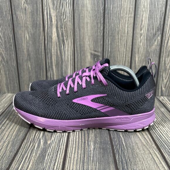 Brooks Revel 5 Women Running Jogging Shoes Sneakers Sz 12 Gray Purple Walking - Picture 3 of 10
